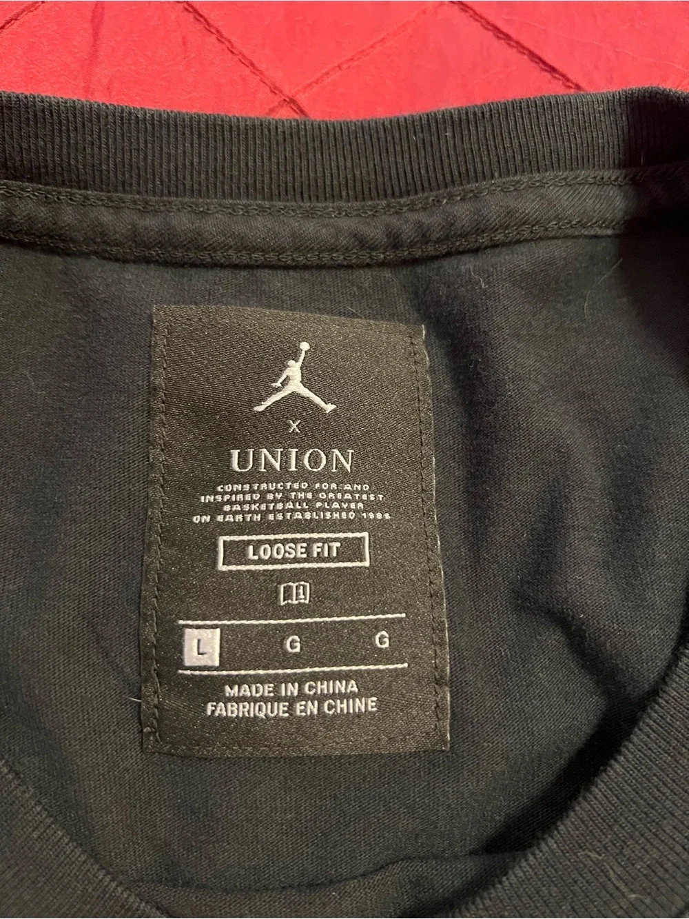 Jordan x Union Black Loose Fit Graphic T-Shirt Size Large